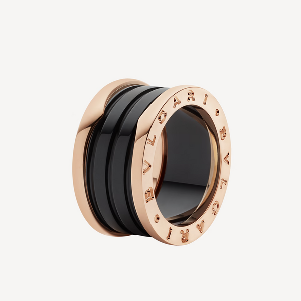 <chiba> ZERO 1 VIERBAND-LOOPS UND SCHWARZER KERAMIK-SPIRALENRING IN ROSA GOLD</chiba>