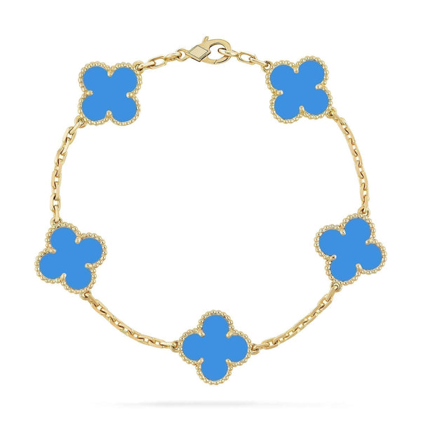 <CHIBA>CLOVER 5 MOTIFS BLUE AGATE BRACELET