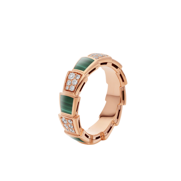 <chiba> SERPENTI RING ROTGOLD MALACHIT DIAMANT PAVIER 4MM</chiba>