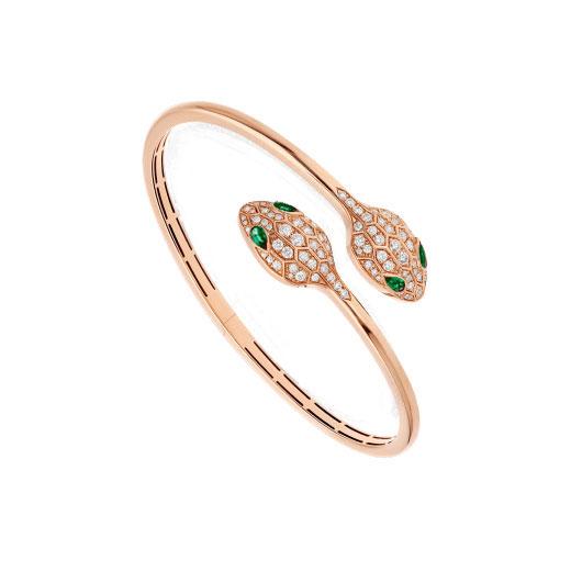 <chiba> SERPENTI ARMBAND ROTGOLD MALACHIT DIAMANT DOPPELSCHLANGE</chiba>