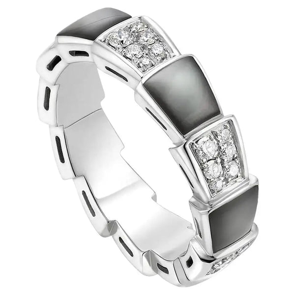 <chiba> SERPENTI RING SILBER DIAMANT SCHWARZ MOP 4MM</chiba>