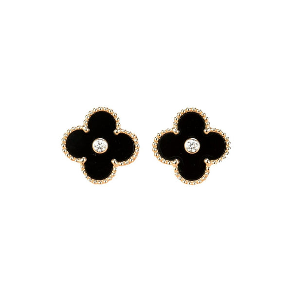 <chiba> CLOVER MEDIUM 1 MOTIFS ONYX DIAMOND OHRRINGE</chiba>