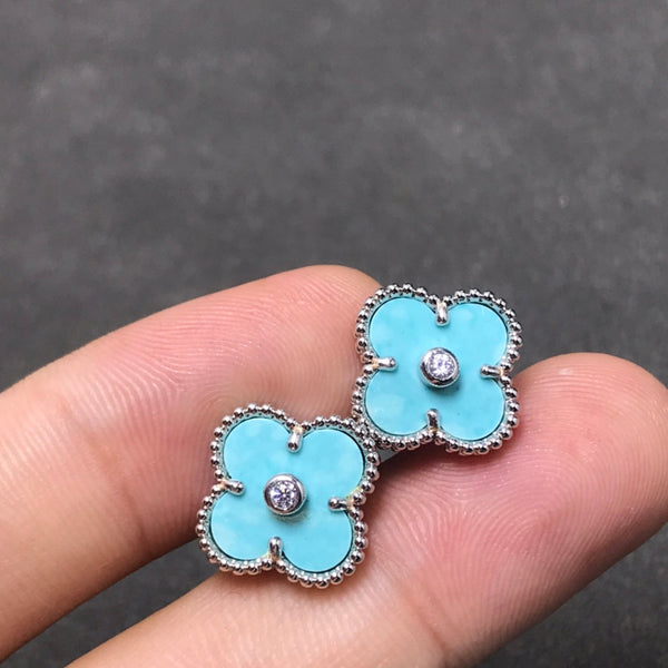 <chiba> CLOVER 1 DIAMANT BLAUER HIMMEL SILBER OHRRINGE</chiba>