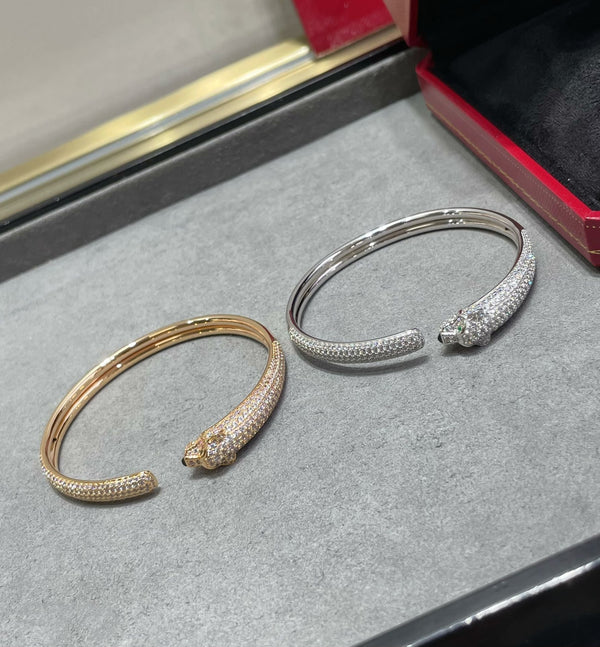 <CHIBA>PANTHERE FULL DIAMOND OPEN BRACELET